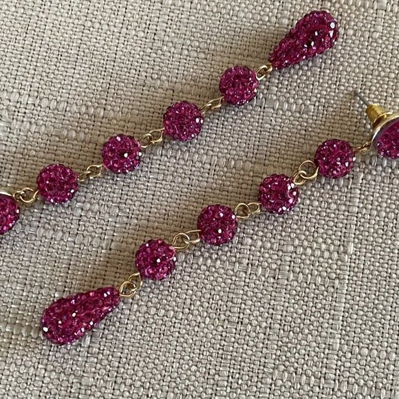 Valentine’s Gift Women Earring Deep Pink Drop Down Ear Jewelry - Picture 6 of 12